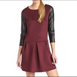 BCBG Generation Scuba Knit Faux Leather Sleeve